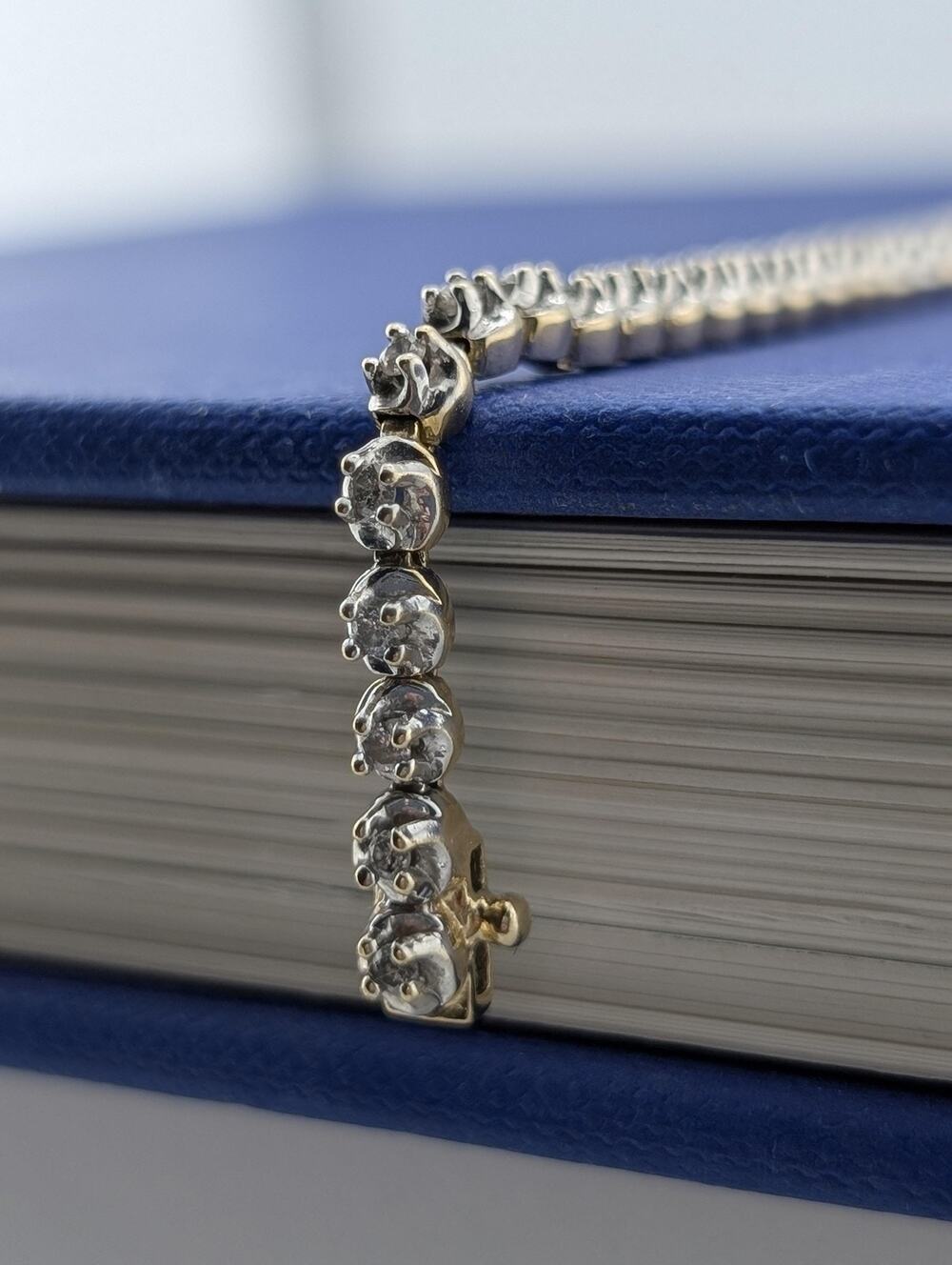 14kt Yellow and White Gold and Diamond Tennis Line Bracelet - 8.4g